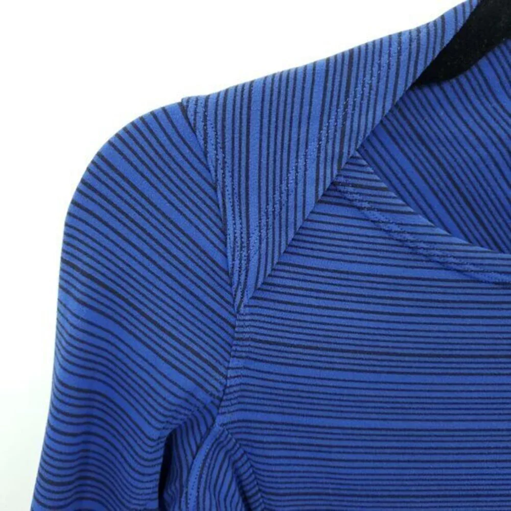 Lululemon Kanto Catch Me Long Sleeve 4 Kanto Stripe Sapphire Blue Black